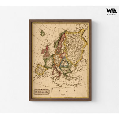 «Europe 1817», carte antique de l'Europe, affiche du vieux Continent, impression de carte rustique, vieille carte de l'Europe, affiche de décoration murale de bureau européen