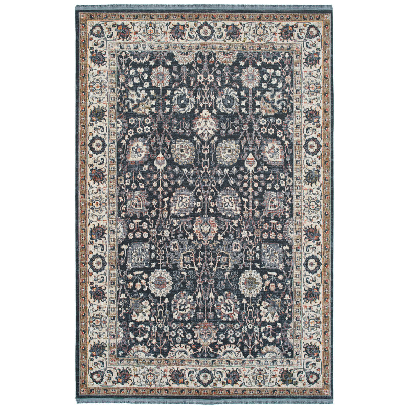 Tapis rectangulaire transitionnel, oriental, à poils courts 5 pi 3 po x 7 pi 3 po