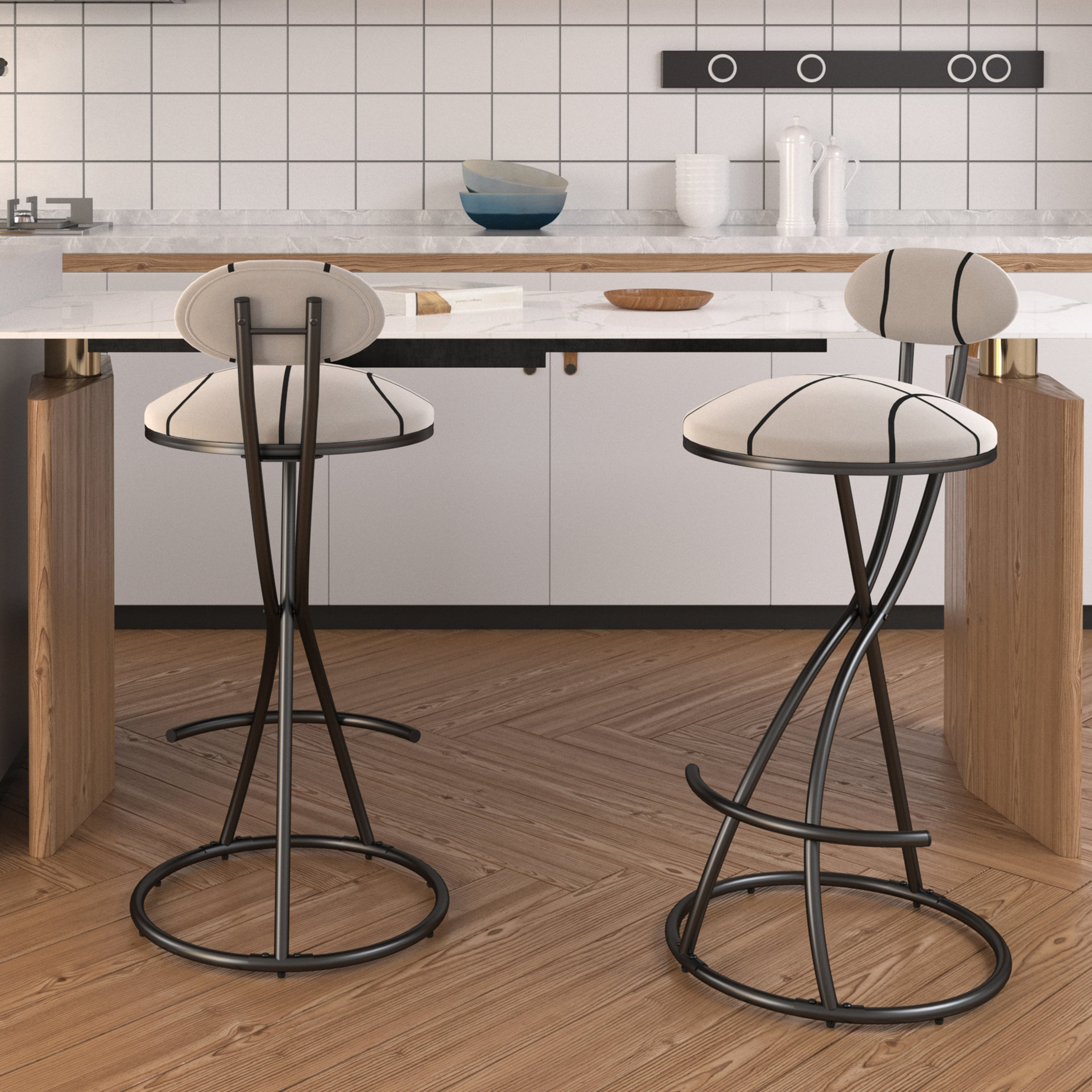 Red Barrel Studio® Modern Striped Bar Stools, Of 2 For Kitchen Island ...