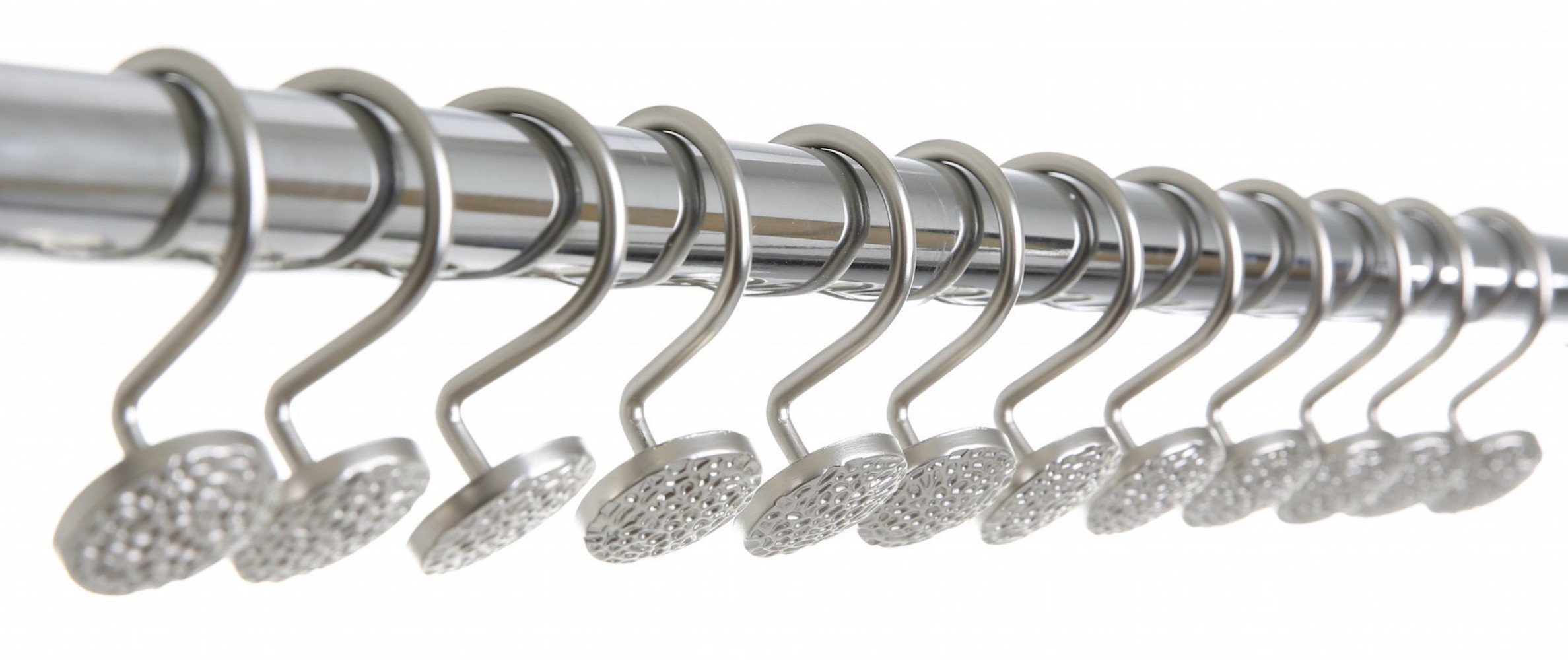 Passetas Brushed Nickel Shower Curtain Hooks And Rings - Set Of 12 ...