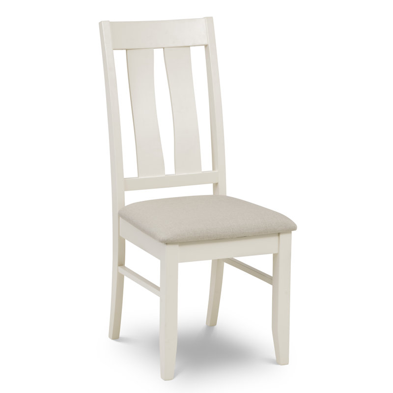 Maranda 49.5cm H Polyester Blend Upholstered Slat Back Side Chair in Ivory