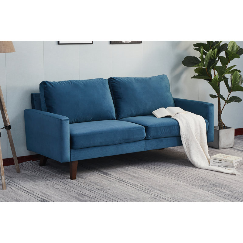 Seaddon Square Arm Sofa, Space Blue Velvet, 35" H x 58" W x 32" D