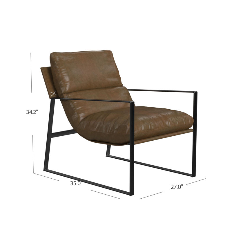 Fauteuil d'appoint en cuir Tarmons Vegan, Similicuir brun