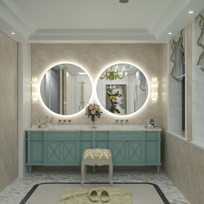 Wayfair Basics® UL Certified LED Anti-Fog Tempered Glass Round Bathroom/Vanity Mirror , 32" x 32"