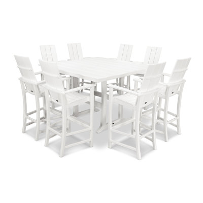 Ensemble de bar tréteaux campagnard 9 pièces POLYWOOD Modern Adirondack