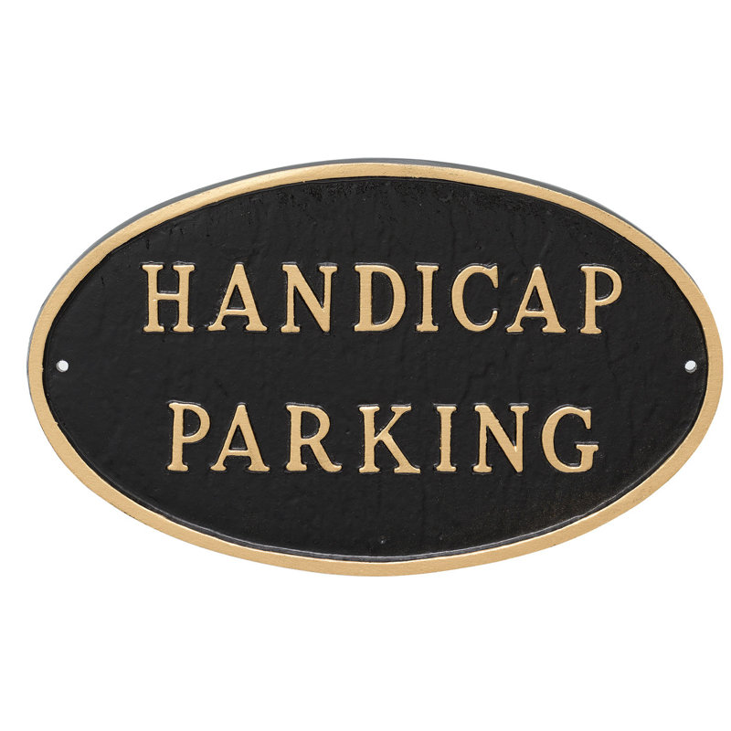 Plaque de jardin de l’état du parking handicap, Noir / or, H 8,5 po x l 13 po x P 0,25 po