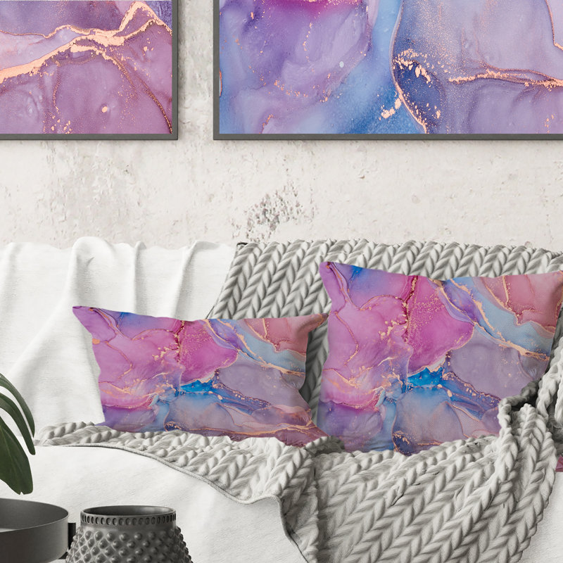 Rose et bleu liquide Art I - Coussin décoratif imprimé moderne 1