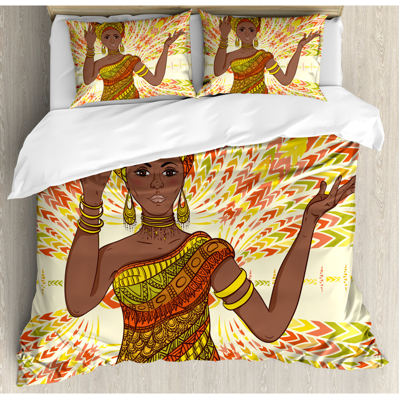 Queen Size African Geometric Print Duvet Cover Set