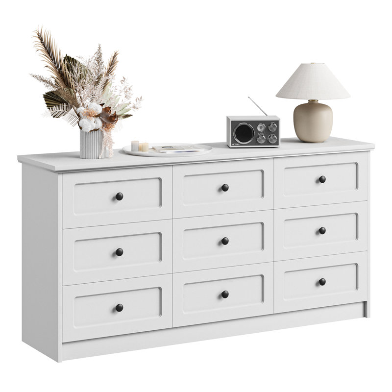 Commode 9 tiroirs Aneecia, White