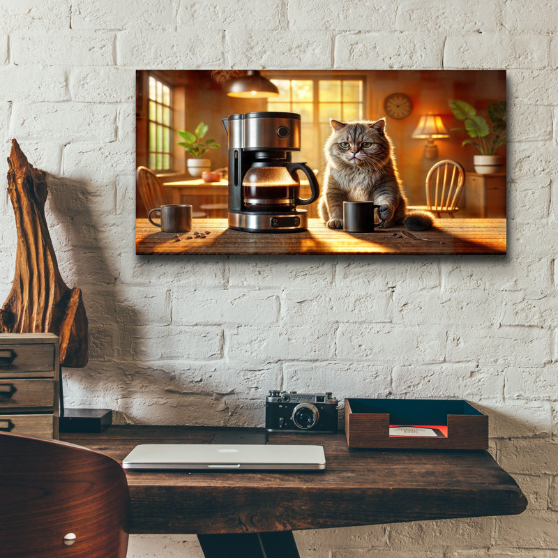  «Early Riser Cat» par Rey Klimt, art mural en verre acrylique, 24 po x 12 po