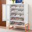 Armoire à chaussures 46 po en métal blanc moderne avec portes en filet, rangement mural ou autoportant pour l'entrée, pieds surélevés de 15 po, tablettes réglables magnétiques, compatible avec l'aspirateur robot-884750525