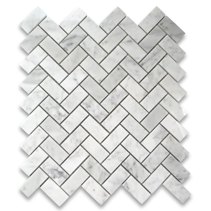 Carreau de mosaïque en marbre à chevrons 12 po x 11 po
