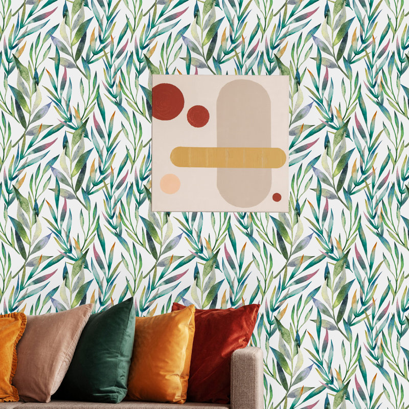Rouleau de papier peint à peler et coller à branches de palmier Athalie, L 16,67 po x l 25 po