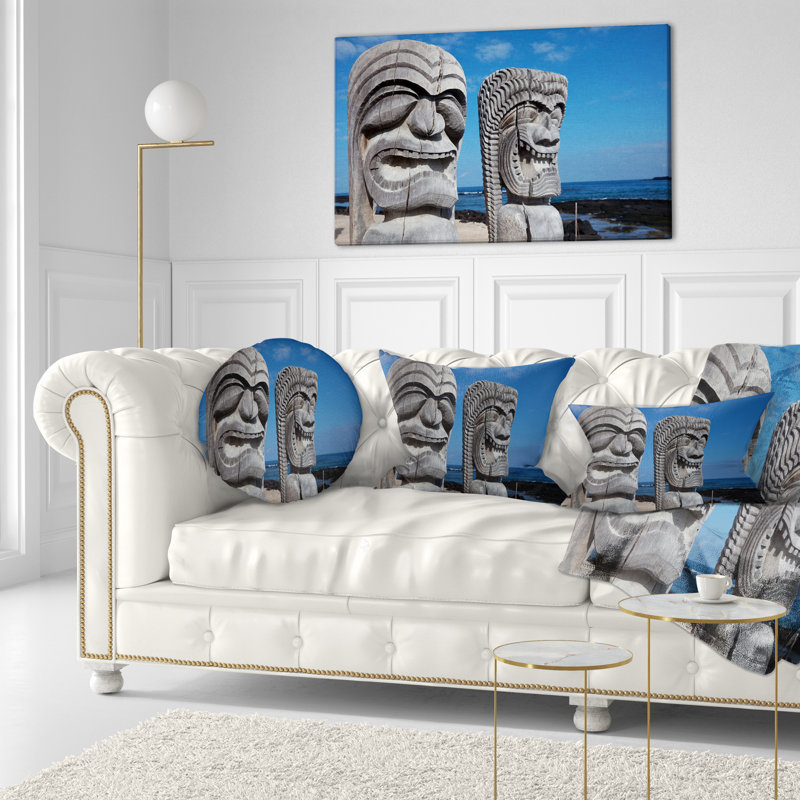Coussin lombaire hawaïen à imprimé paysage