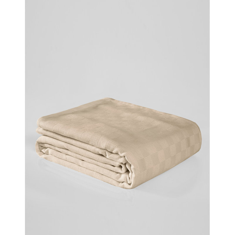 100% Cotton Double Pique Bedspread, Beige, 79 x 79 | Heavyweight 9.5 oz/sq yd, Non-Elastic, Machine Washable at 104°F | Luxurious Softness, Perfect for Cozy Bedrooms and Elegant Decor