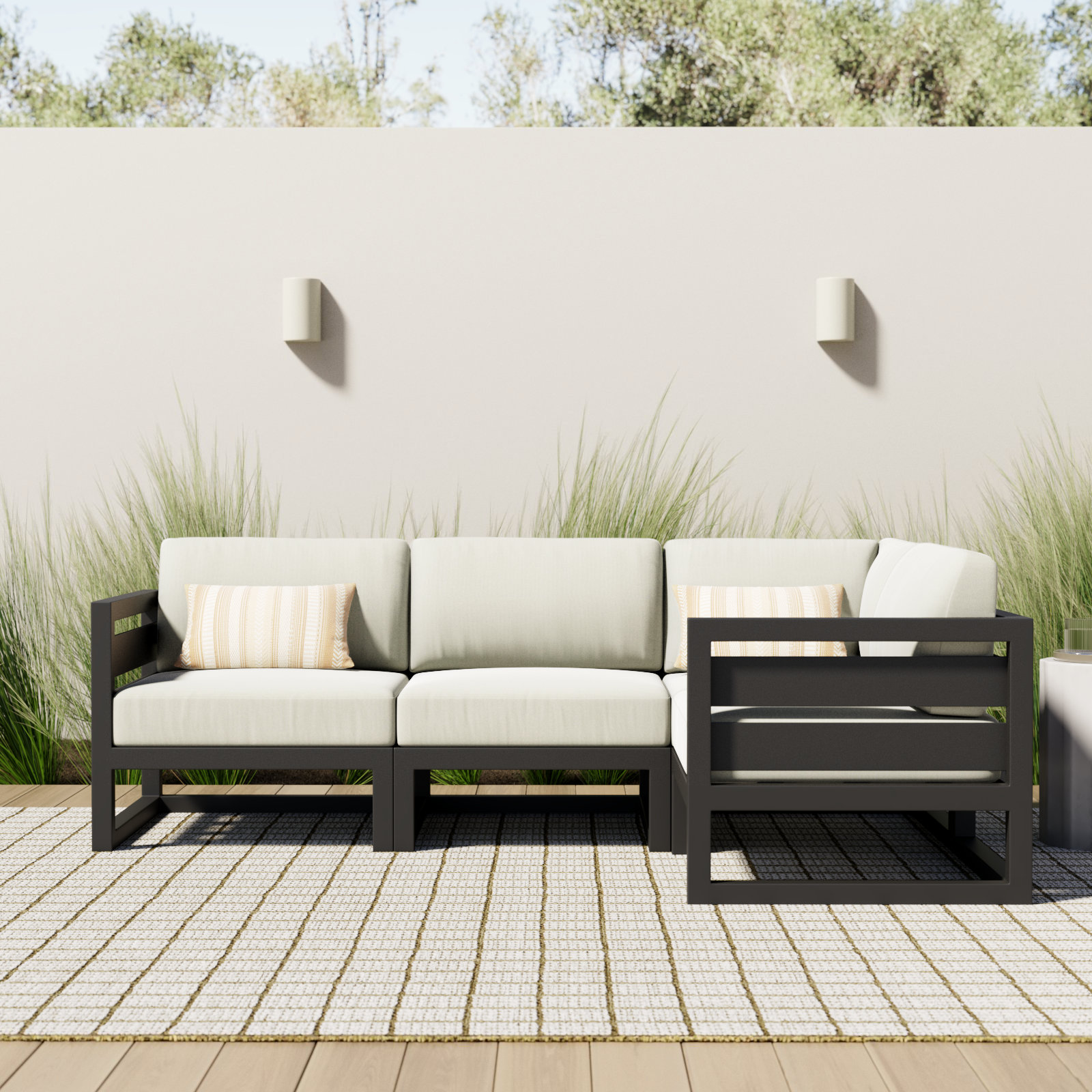 Smith 32" Sunbrella® Patio Sectional, Canvas Natural, Slate