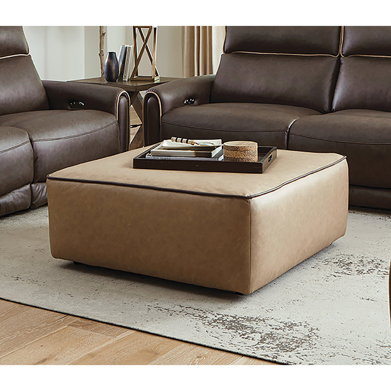 Nahele Upholstered Castered Cocktail Ottoman, Beige