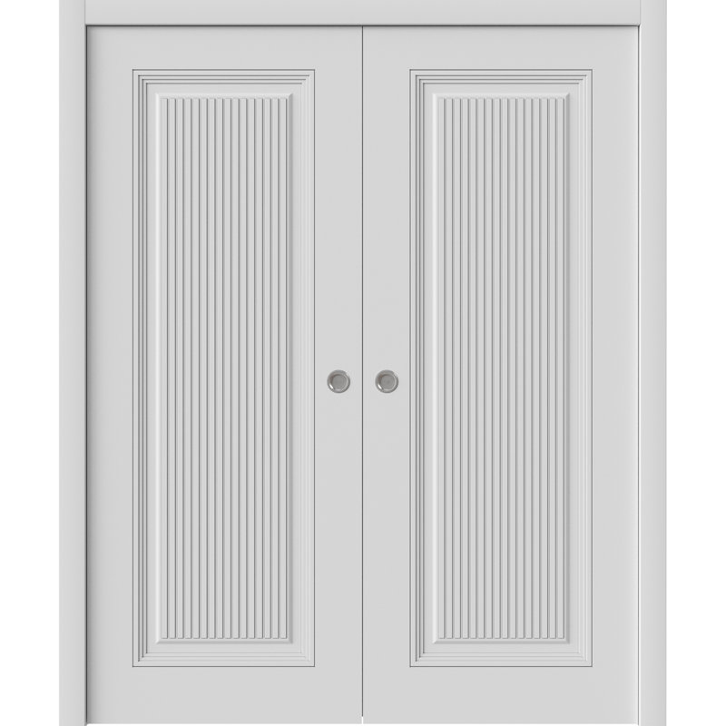 Portes coulissantes à double poche | Émail blanc impérial 1888 | Ensemble de quincaillerie de rail | Portes intérieures de chambre à coucher en bois massif