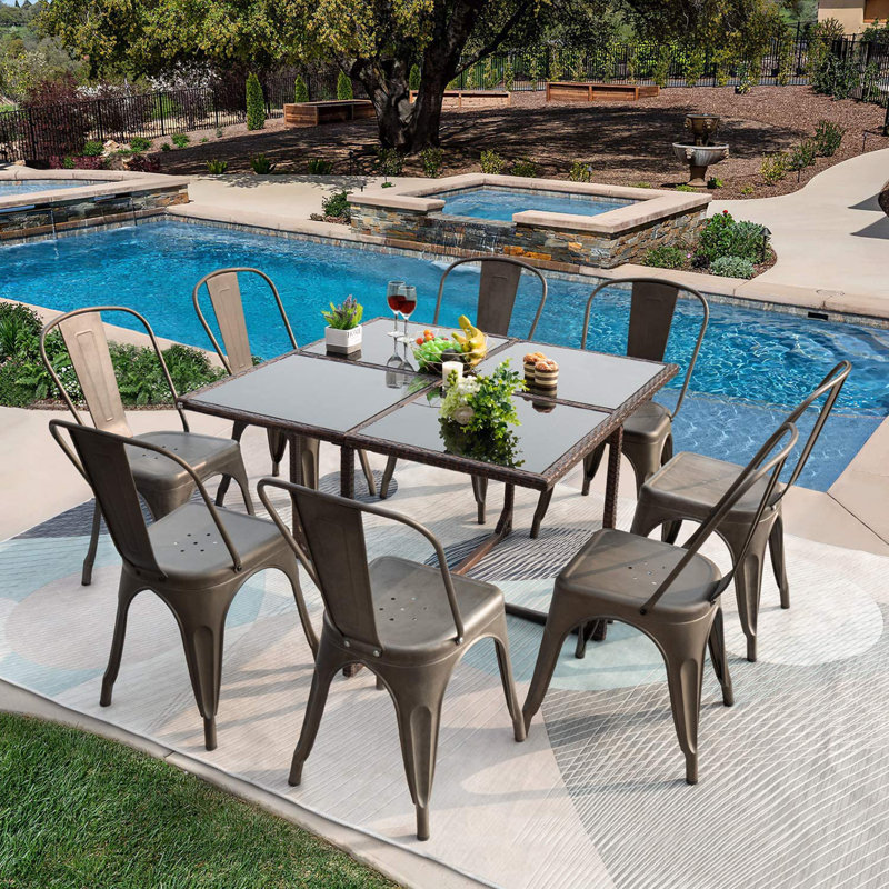 Fransje 8 - Person Patio Dining Set with Rectangular Table