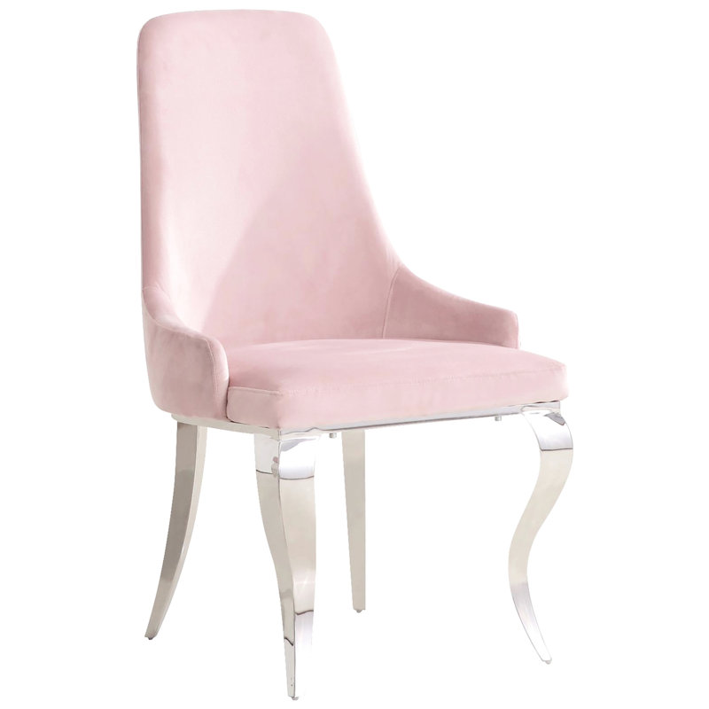 2 chaises en velours rose pour la salle à manger - Pieds, style contemporain Allure