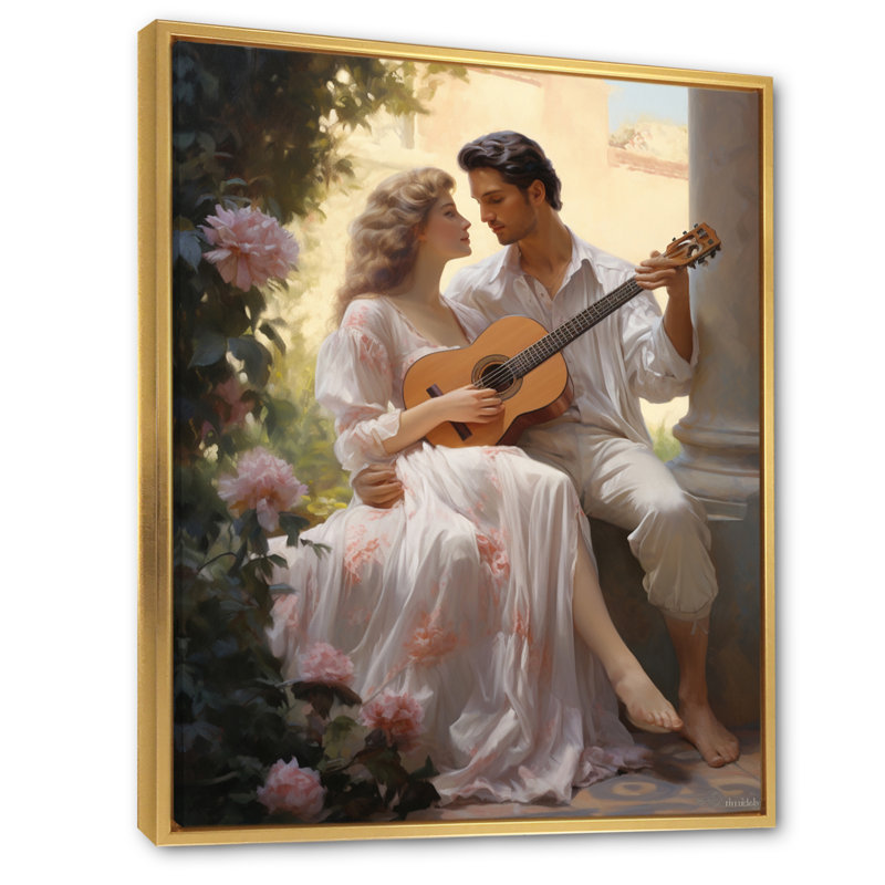 «Luftim Romantic Couple Landscape Serene I», reproduction sur toile, H 32 po x l 16 po x P 1 po, Cadre flottant doré