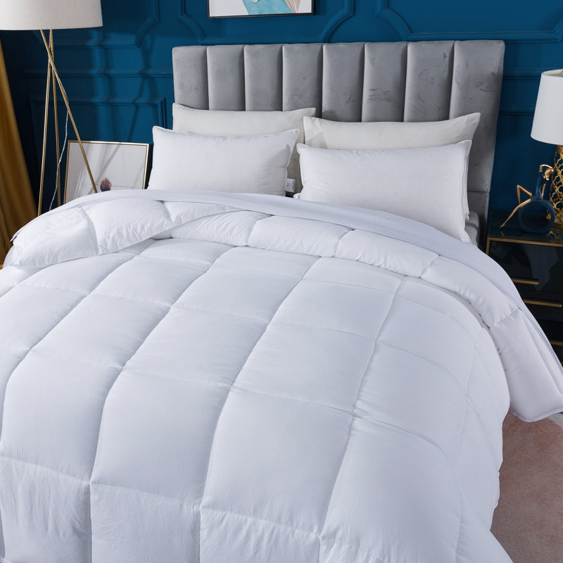 Couette en duvet synthétique toutes saisons douillette en duvet synthétique doux lavable à la machine, Édredon simple, Blanc