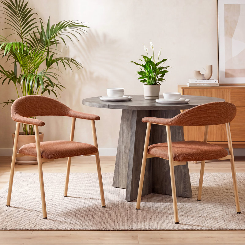   Modern Upholstered Kitchen Dining Chairs, 2, Orange