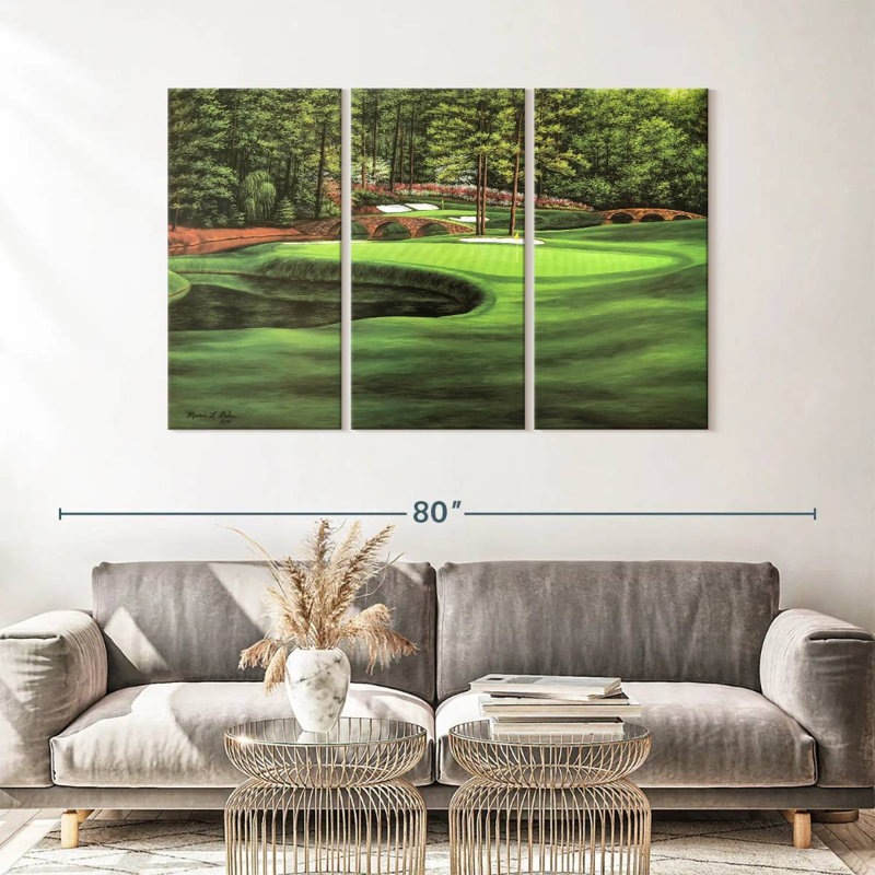 Ensemble de 3 pièces Augusta National 11th Hole I sur toile, H 36 po x l 57 po x P 1,25 po