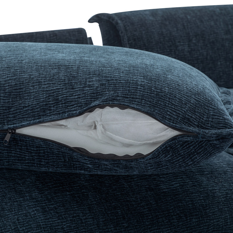 Élégant canapé modulaire en chenille avec USB, repose-pieds et rangement pour un salon confortable