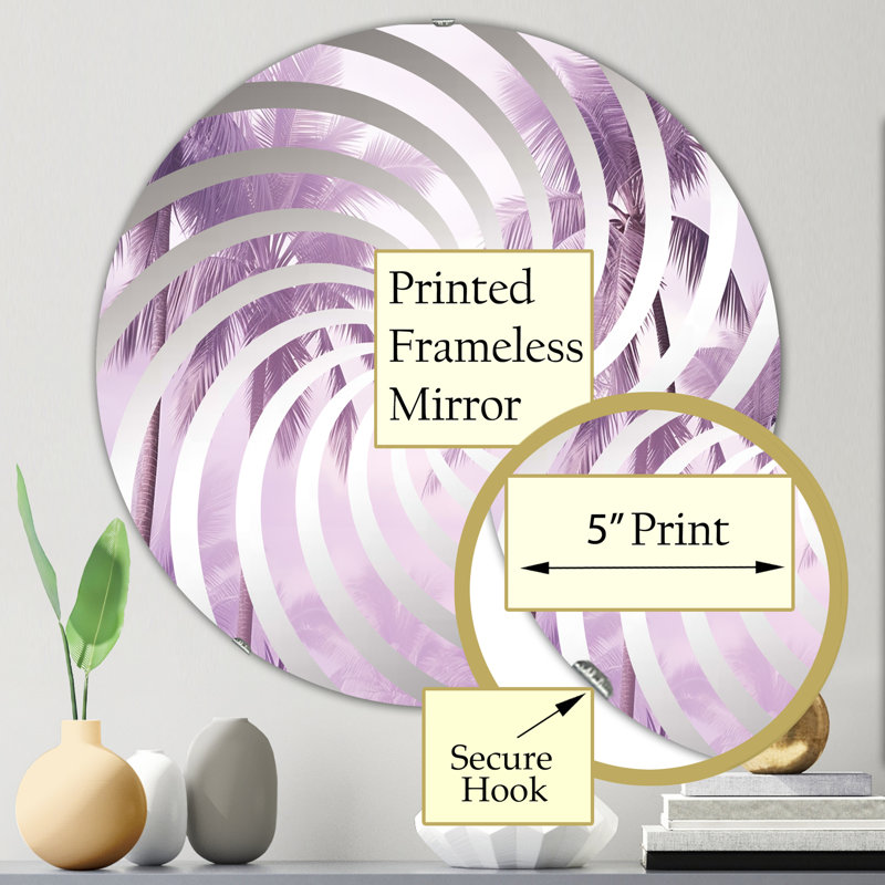 Miroir d'appoint Lavender Jungle Palm Tree Lagoon, 23,6 po x 23,6 po