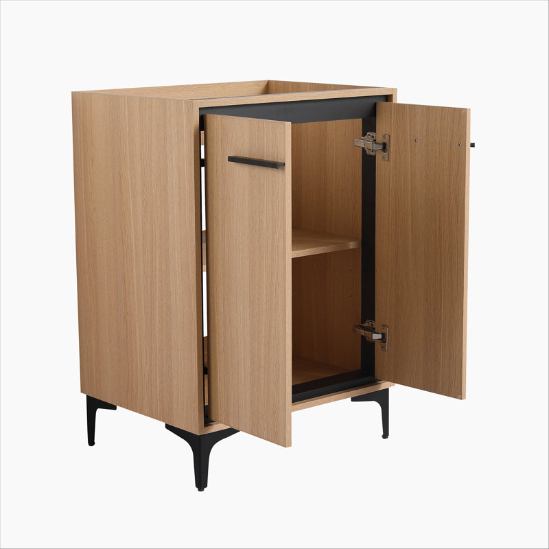 Armoire de rangement de salle de bain avec portes à fermeture douce, meuble-lavabo simple