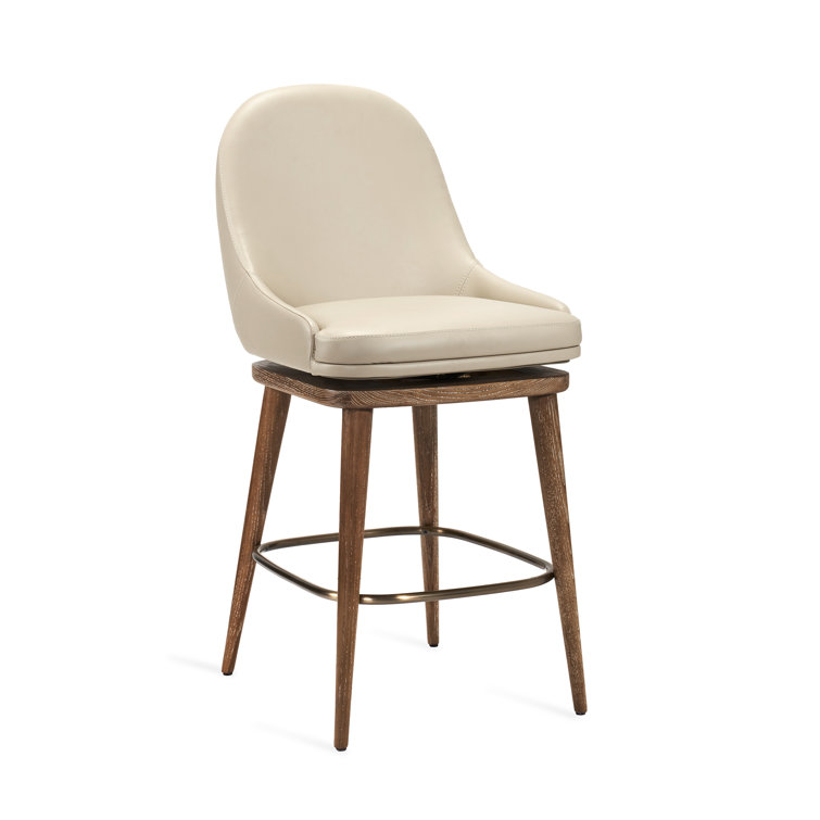 Harper Swivel Upholstered Counter Stool with Solid Wood Frame