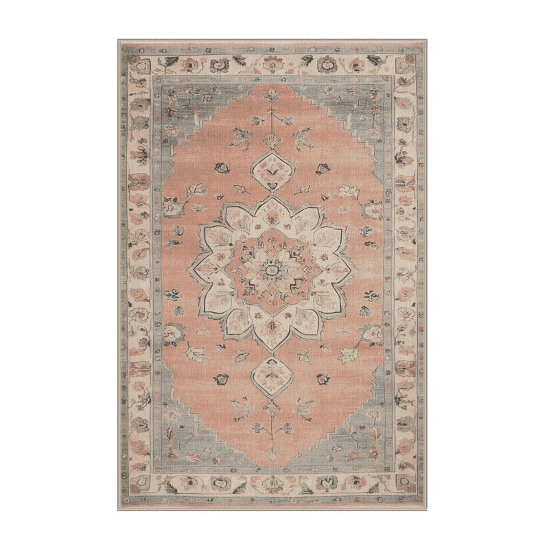 Tapis beige lavable à la machine Afyon, Rectangle 5 pi x 8 pi