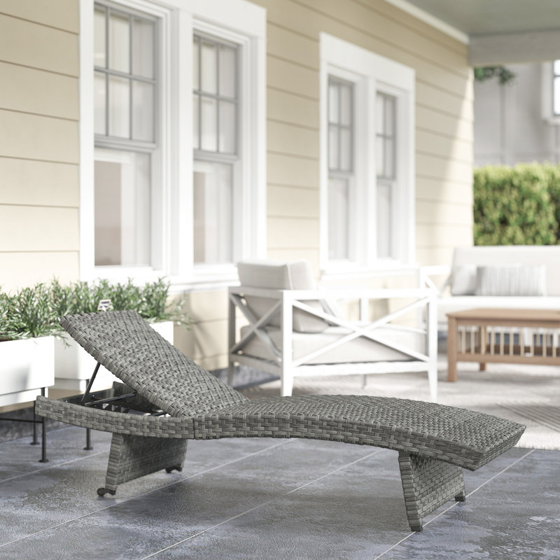 Chaise longue d'extérieur ajustable avec dossier inclinable gris, Gris