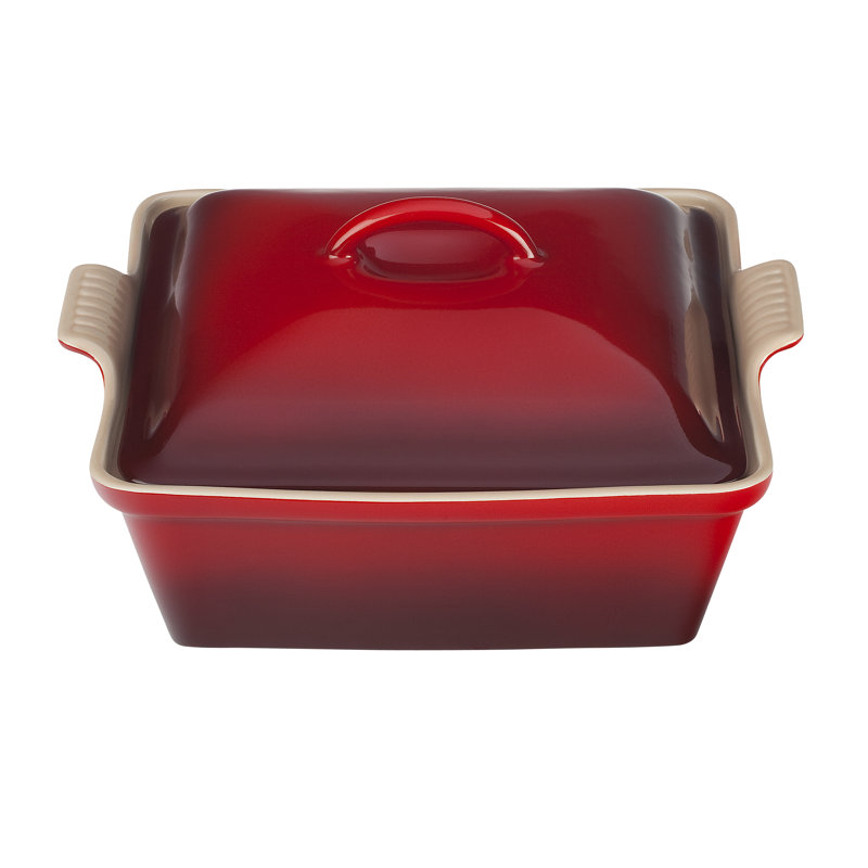 Le Creuset Heritage Stoneware 2.5 Qt. Square Casserole with Lid, Cerise