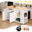 Îlot de cuisine 81,5 po avec table de salle à manger extensible pour 4 à 6 personnes, îlot de cuisine avec rangement 2 tiroirs, 2 tablettes latérales ouvertes, table bicolore avec rangement double-1239957674