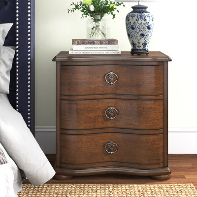 Commode anglaise en bois massif à 3 tiroirs en cannelle Natalya