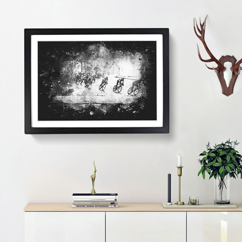 Tour de France Cycling - Picture Frame Graphic Art Print, Black Framed, 45cm H x 63cm W x 2cm D