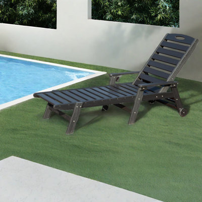Adjustable Patio Lounge Chairs, Sturdy Aluminium Hdpe, Modern Black Outdoor Style