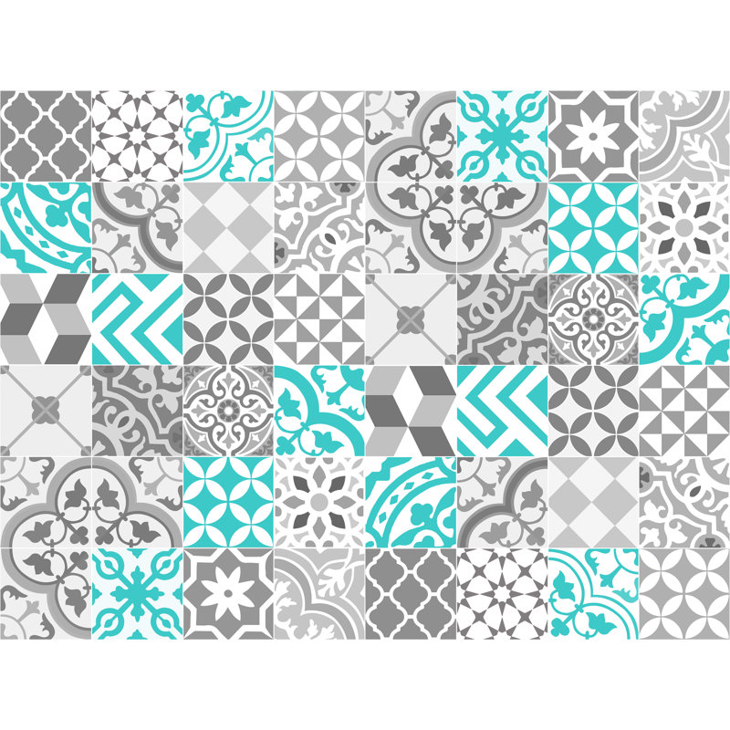 Imogen Vinyl Machine Printed Area Rug, Rectangle 3'3.4" x 4'4.4"