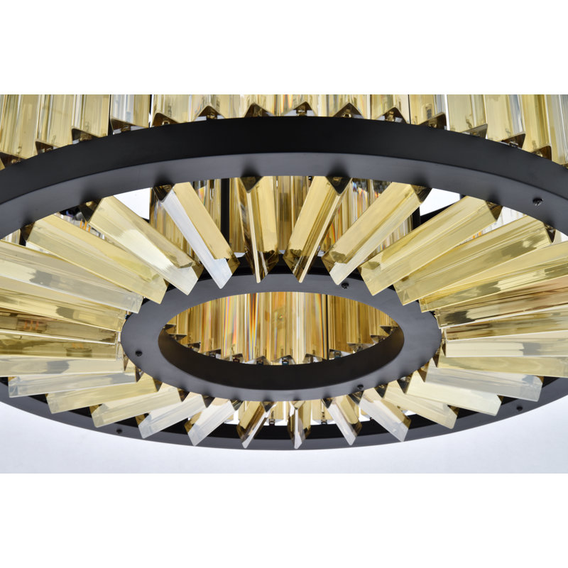 Dorinda 8 - Light Drum Chandelier, Matte Black, Golden Teak (Smoky)