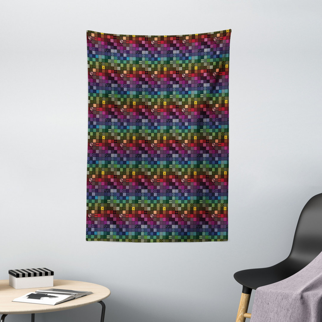 Wandbehang 100 Quadrate Fliesendesign mit Motiven, die eine Farbmischung bilden