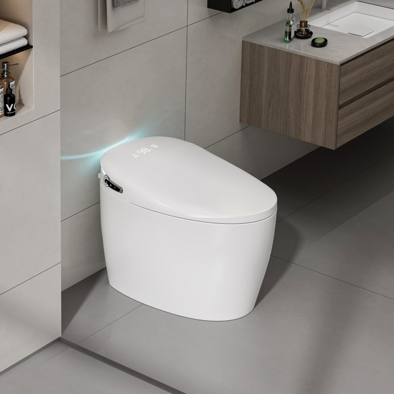 Smart Toilet With Bidet Built In, Pump-assisted Flush, Foot Sensor Operation, Warm Water, Heated Seat, Air Dryer, Digital Display, 12'' Rough-in