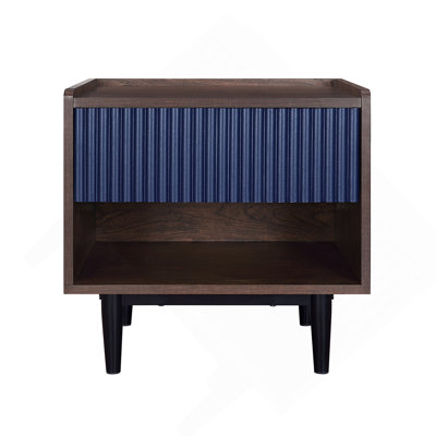 Table de chevet cannelée 20 po Duane en bleu marine (1 tiroir) Duane