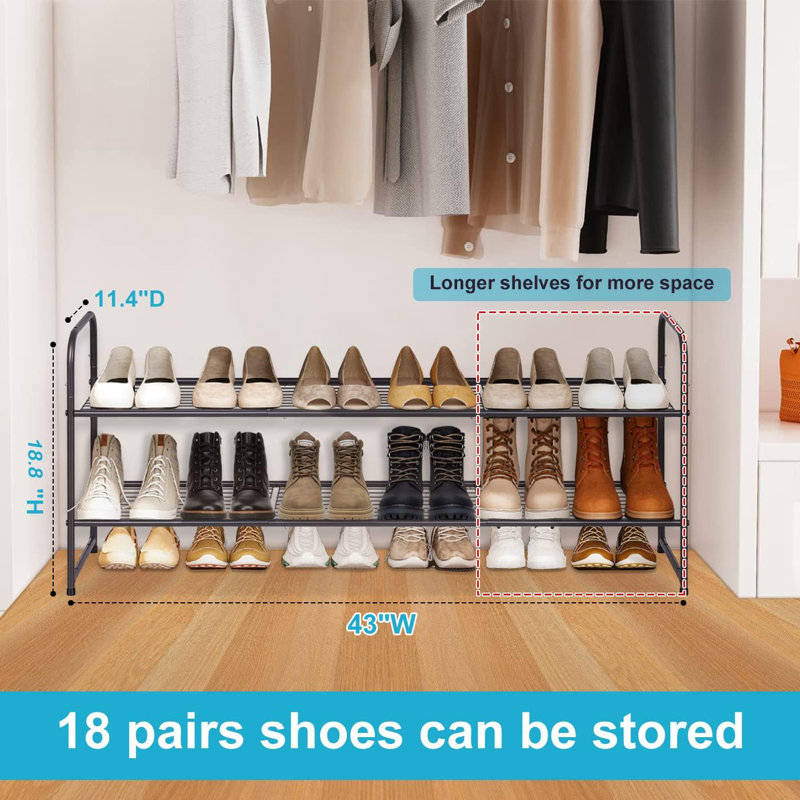 12 Pair Stackable Shoe Rack, Bronze