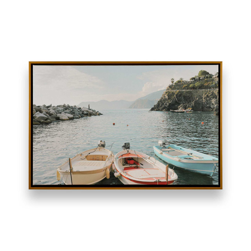 Impression sur toile Dockside Dreams, Cadre flottant or poli, H 12,75 po x l 18,75 po x P 1,75 po