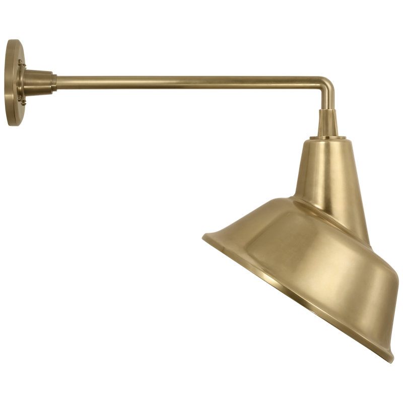 Thomas O'Brien, "Academy 17.5" Mack Barn Light in Hand-Rubbed Antique Brass with 12.5" Tilted Bowers Shade