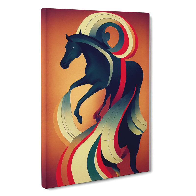 Horse Art Deco No.2 - Wrapped Canvas, 50cm H x 35cm W x 3cm D