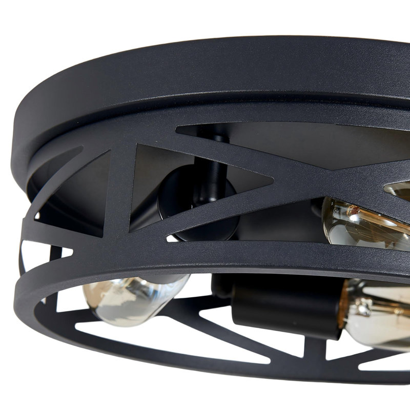 Ensemble de 2 plafonniers encastrés industriels mat 3 lumières, H 3,93 po x l 12,59 po x P 12,59 po, Noir