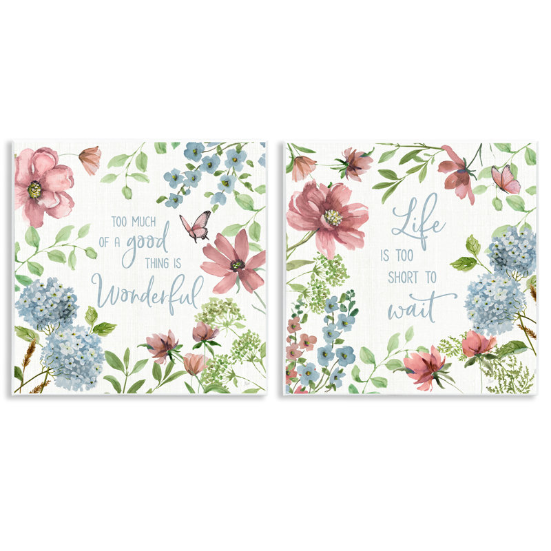 Ensemble de 2 plaques murales Uplifting Floral Quotes, design par Nan